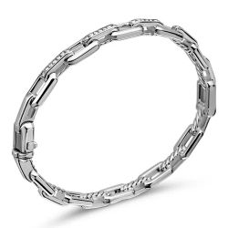 Authentic David Yurman Sterling Silver & Diamond Stax Link Bracelet