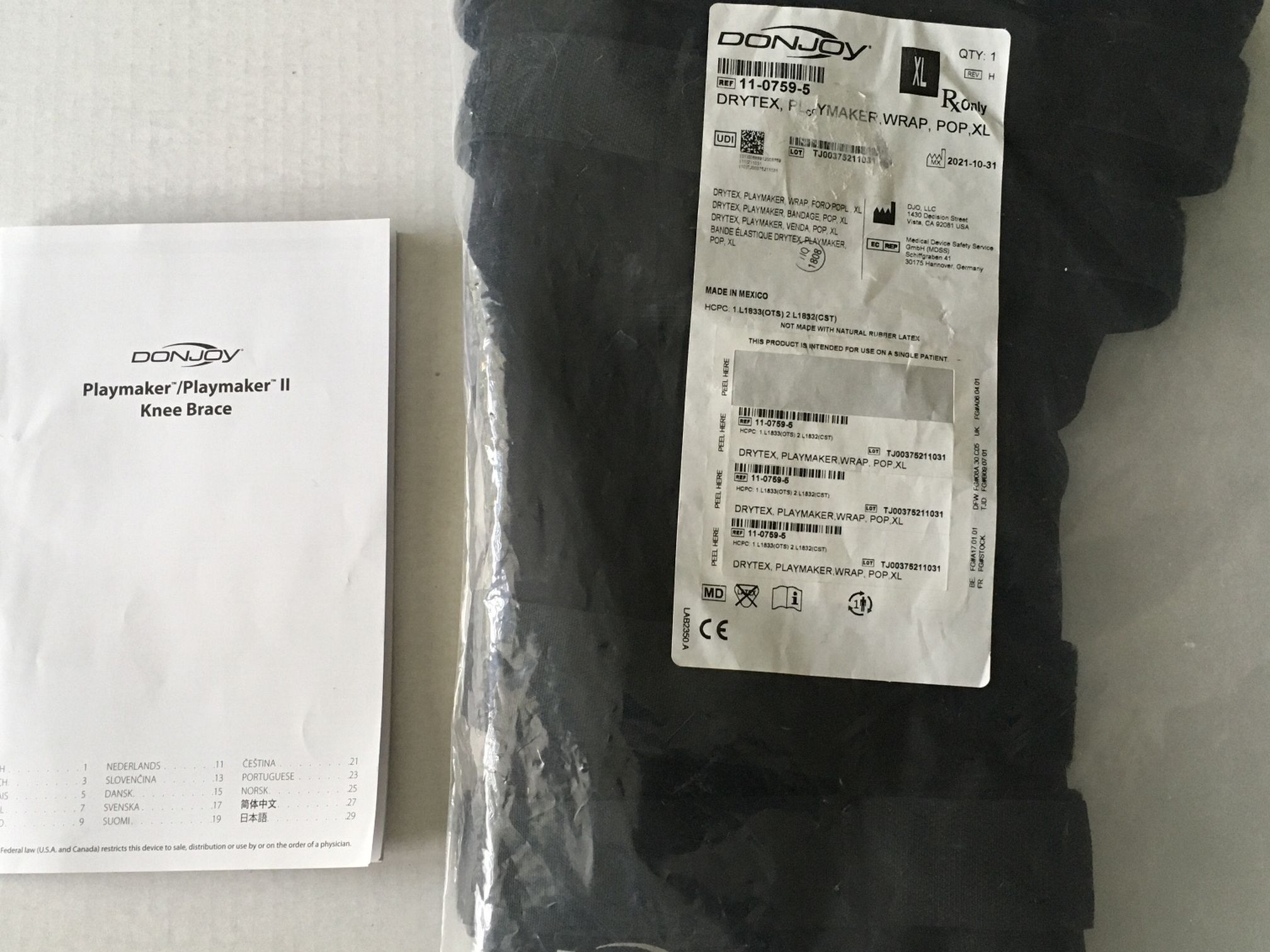Donjoy Drytex Playmaker Wraparound Knee Brace. XL. NIP