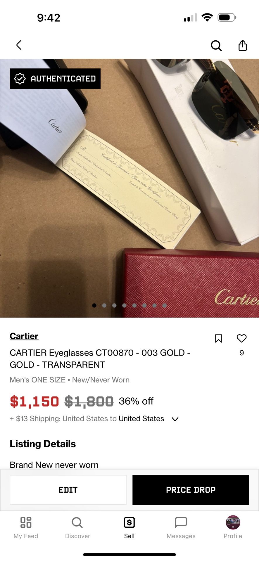 CARTIER Wood Frame Glasses