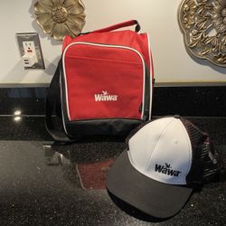 Wawa Koozie Insulated Lunch Bag Red|Black 9x10x5” & Wawa Trucker Hat Black|White