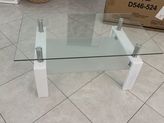 Modern Glass Coffee Table - White/Chrome