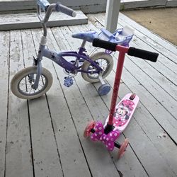 Frozen bicycle, Minnie Mouse Three Wheel Scooter