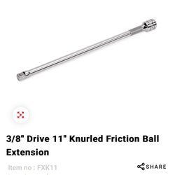  3/8" Drive 11" Knurled Friction Ball Extension