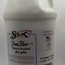 Sax True Flow Heavy Body Acrylic Paint, 1/2 Gallon, Titanium White - 439301, 64 Fl Oz  1.9l