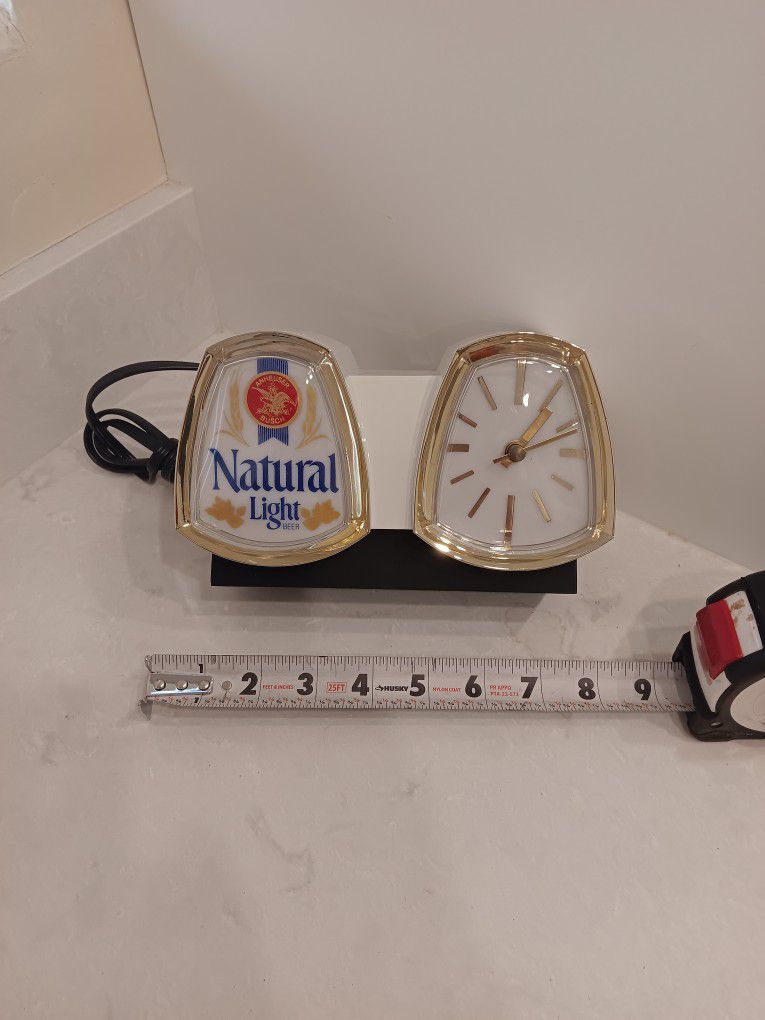 Vintage Natural Light Beer Sign And Clock 