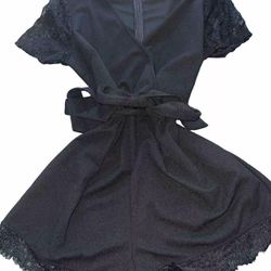 Black romper shorts with front tie