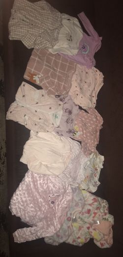 Fleece And Cotton Footed Onesies 6/9 Mo