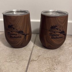 Set Of TWO TOMMY BAHAMA CORKCICLE STEMLESS WINE GLASSES 