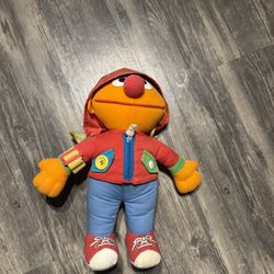 Playskool Ernie Plush Sesame Street Vintage 1990 Zip Tie Buttons Hoodie