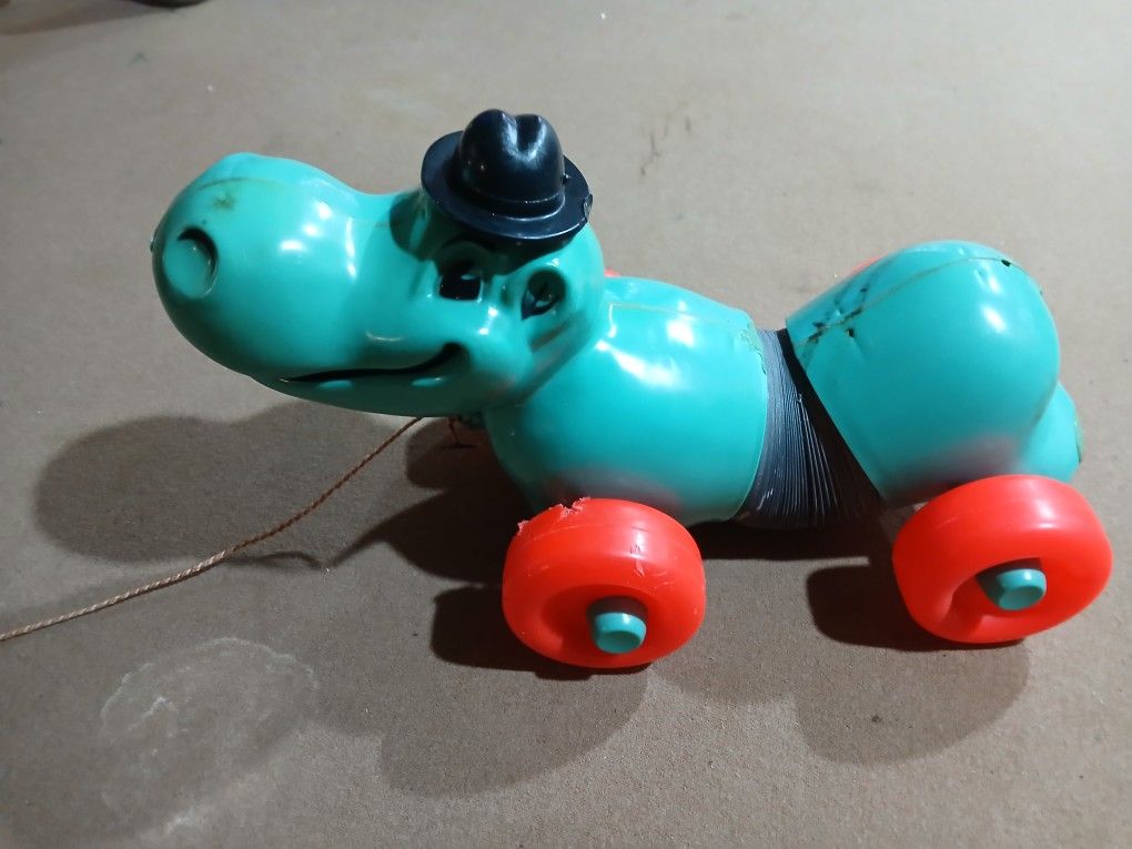 Vintage Slinky Hippo Pull Toy