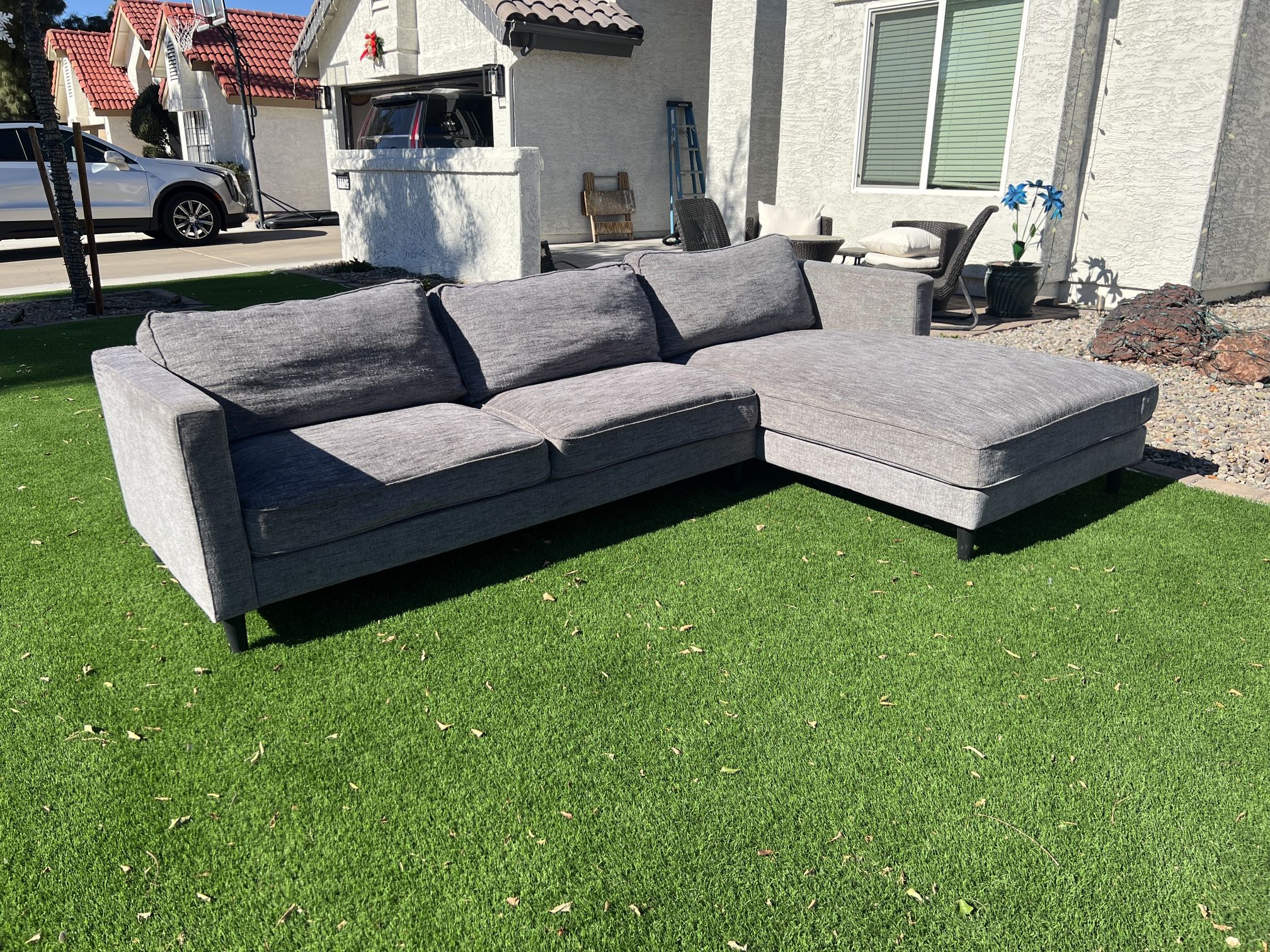 Gray Sectional Sofa With Chase (2 Piece)