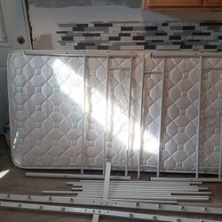 Twin Mattress with White Metal Headboard And Footboard 