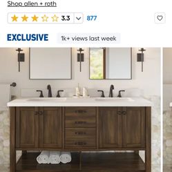 allen + roth Kingscote 60-in Espresso Undermount Double Sink Bathroom Vanity with