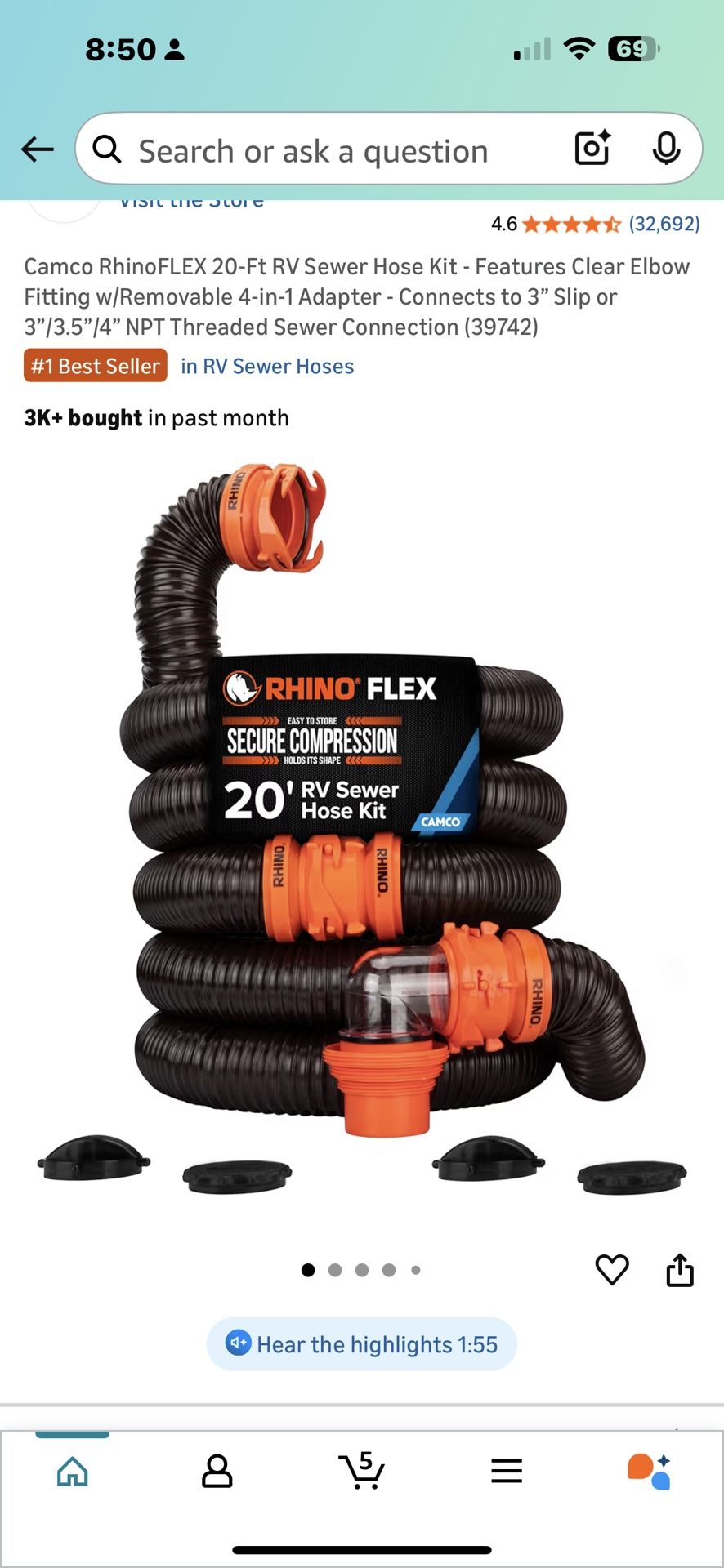 Camco Rhino Flex Hose With Attachments