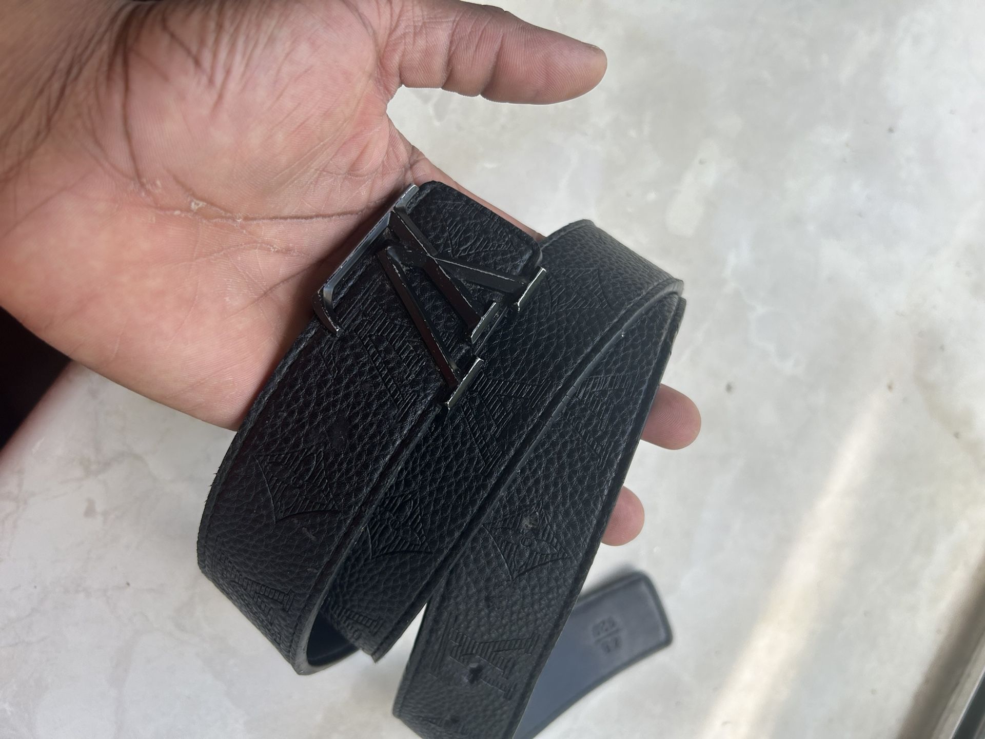 Louis Vuitton Reversible Embossed Belt Black 48mm Size 120 Virgil Abloh