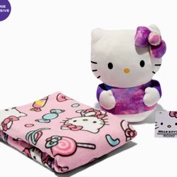 Hello kitty Cat Blanket And Plushy 