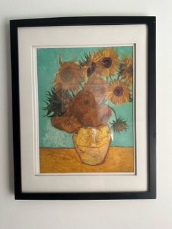 Glass frame sunflower painting 10.00