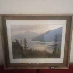 Framed Mountain Lake Landscape Art Print