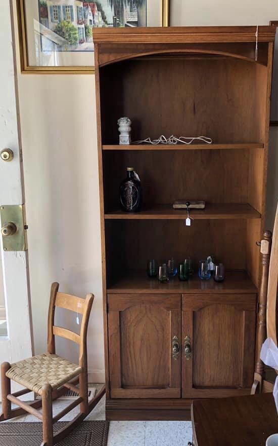 Wood bookcase with 2 door storage adjustable shelves