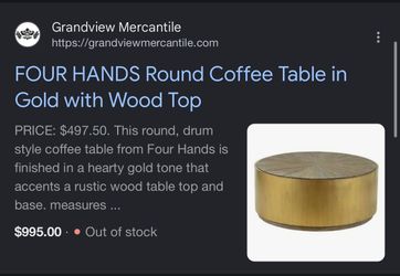 Four Hands Round Coffee Table