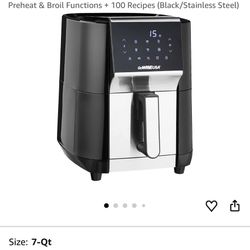 GoWISE USA 7-Quart Air Fryer & Dehydrator - with Ergonomic Touchscreen Display with Stackable Dehydrating Racks with Preheat & Broil Functions + 100 R