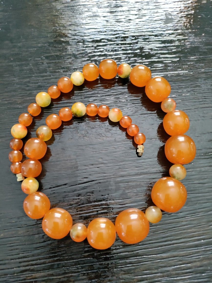 Vintage Amber Jade Necklace