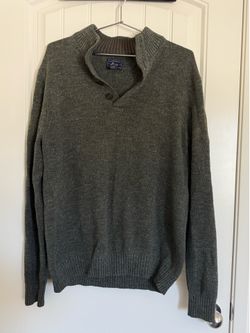 H. Bass & Co. Men's Crossover Button Mock Neck Sweater (Large)