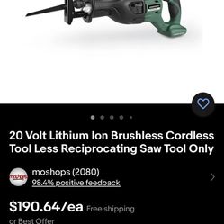 20volt Lithium Brushless Battery Powered 