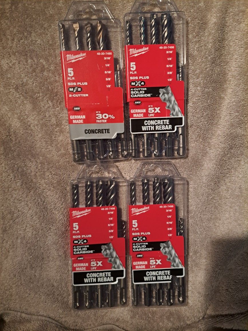 Milwaukee
4-Cutter SDS-PLUS Carbide Hammer Drill Bit Kit (5-Piece)