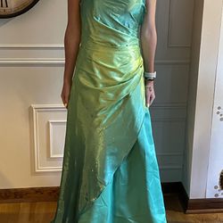 Vintage Prom Long  Strapless Dress Green Size 5/6