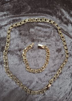 Set tejido chino link 14kt gold plated
