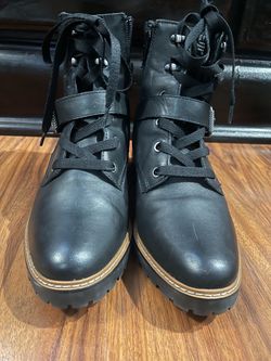 Naturalizer Tia Leather Women's Black Lace-Up Combat Boots Size 9M