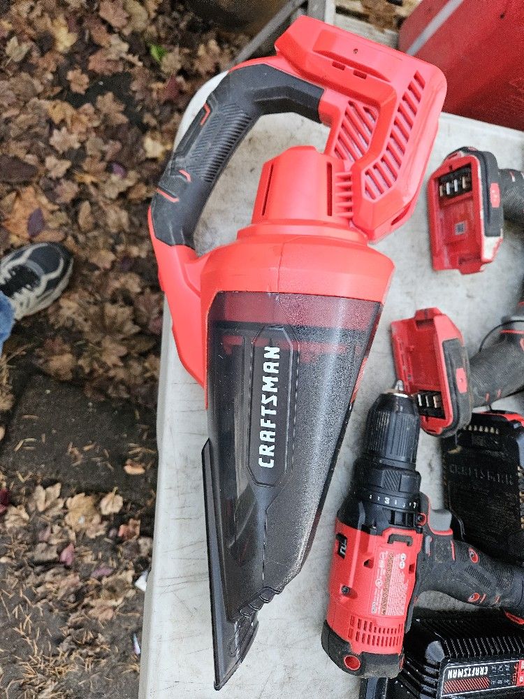 Craftsman 20 Volt Set Vacuum Cleaner Two Drills Impact Flashlight - Main Image