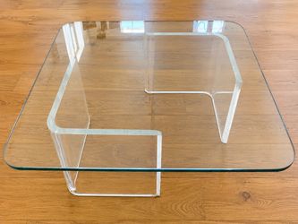 Jeffrey Bigelow Style Mid Century Modern Lucite & Glass Coffee Table