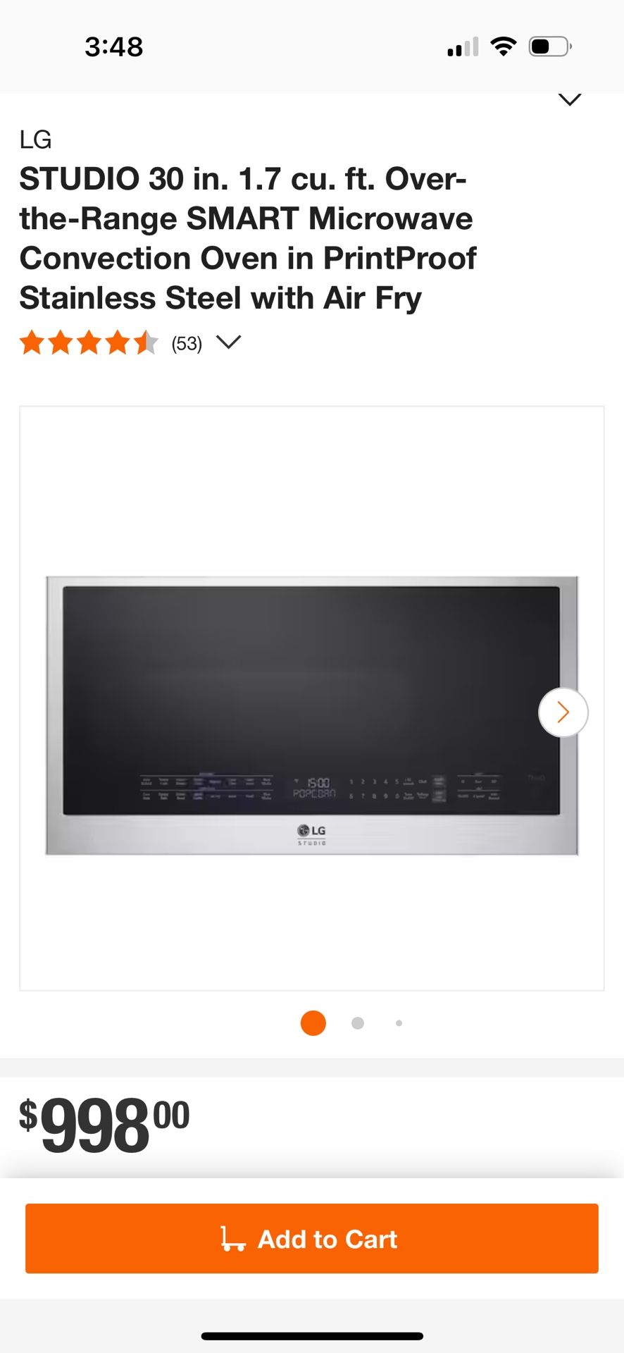 LG Thin Q Over Range Microhood. Works Great And Is In Great Condition! Comes With Wall Bracket- Ready To install!