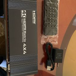 4x4 HDMI Matrix Switch 4K 30Hz, 4 in 4 Out HDMI Switch with Remote Supports HDR, 3D, HDMI 1.4, HDCP 1.4, Downscaler 4K & 1080P, 4 Way HDMI Splitter Sw