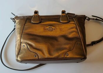 Coach Mickie Satchel with a gold leather finish