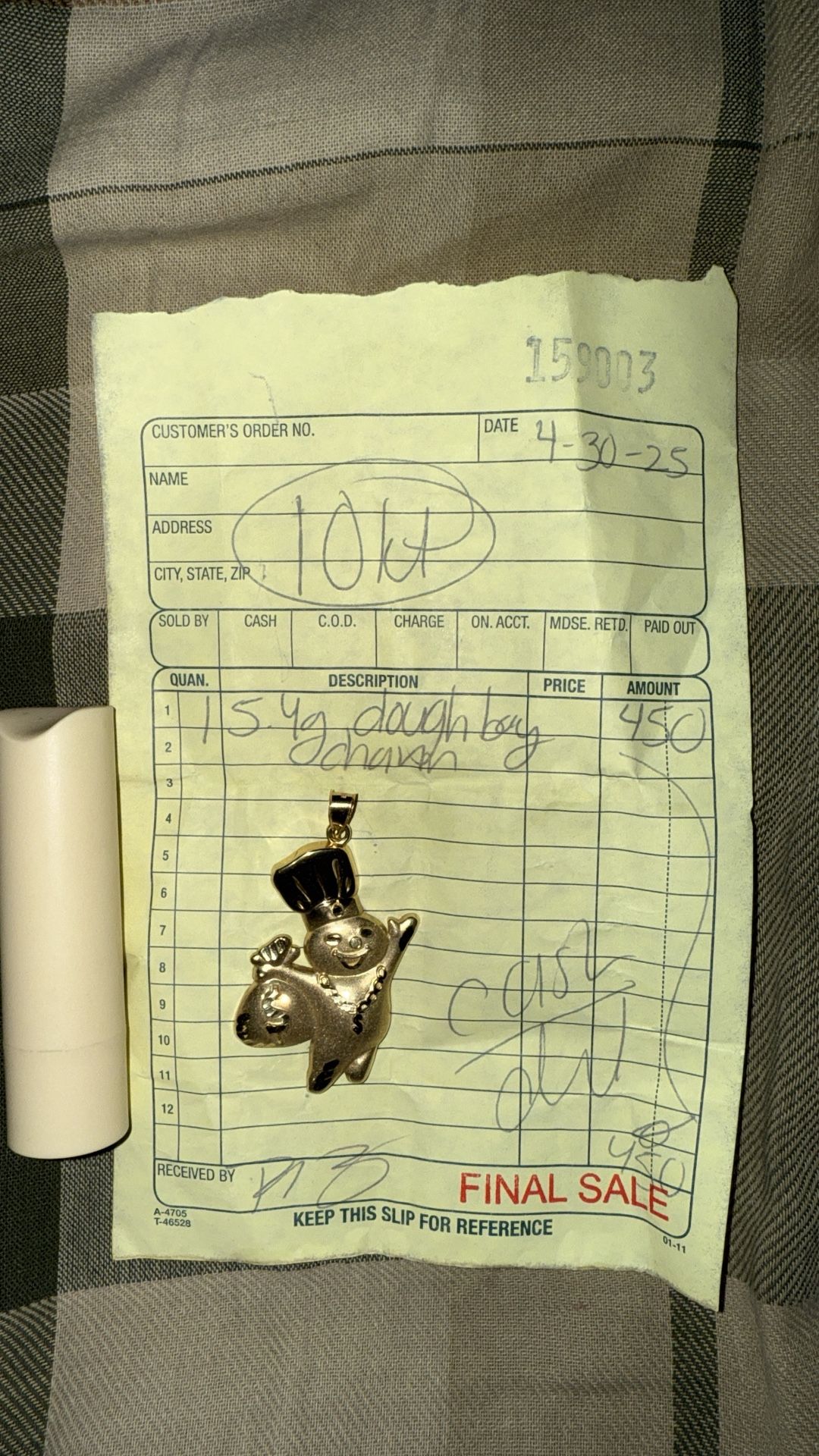 10k DoughBoy Pendant
