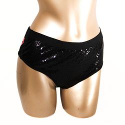 NWT Womens Underwear Panty Black Sequin And Mesh Panties Cheeky Hipster Size XXL 9 Lipstick Kiss