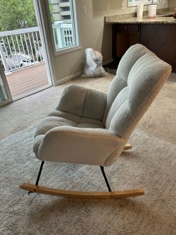 White fluffy rocking chair