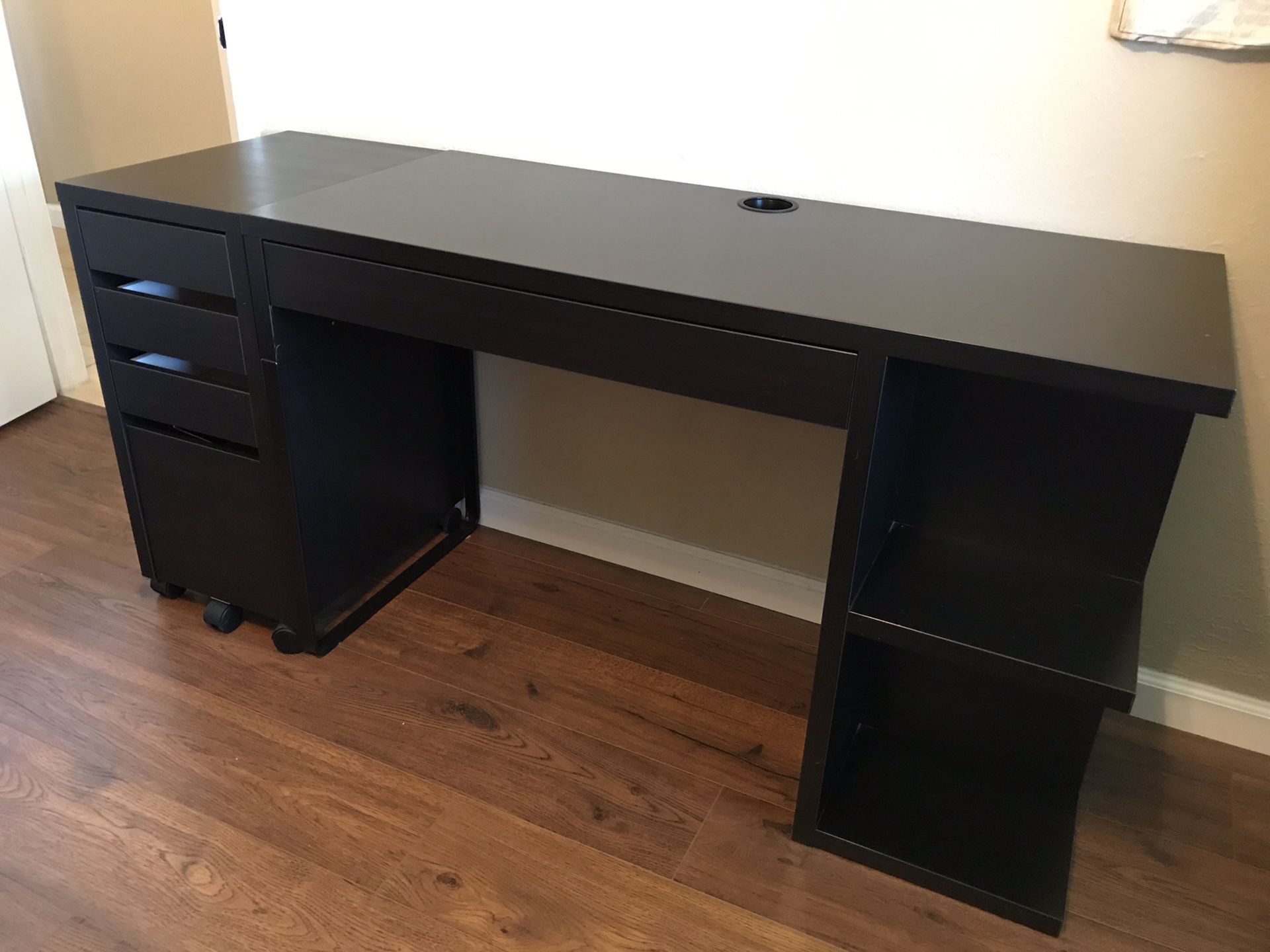Black IKEA Desk and Drawer Set - Like New