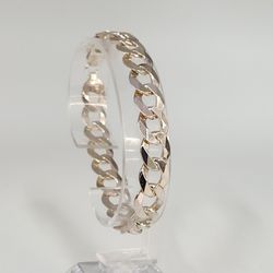 Stunning 925 Sterling Curve  Cuban Chain Bracelet 8"
