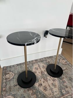 Modern Black Marble End Tables – Set of 2 (Brand New)
