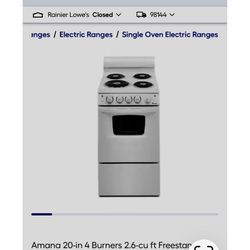 NEW 20” oven/range, range hood, and oven power cord