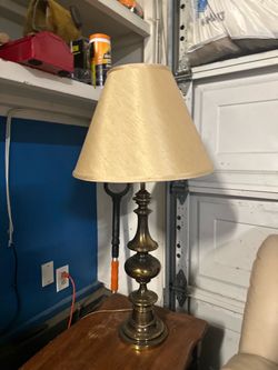 Traditional Brass-Tone Table Lamp with Shade
