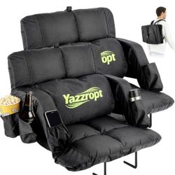 Brand New - Wide Stadium Seats with Back Support for Bleachers, Bleacher Seat with 5" Thick Comfy Padded Cushion, 6 Adjustable Angle, Lumbar Pillow 