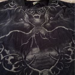 Liquid Blue Wolf Thrifted Tee 