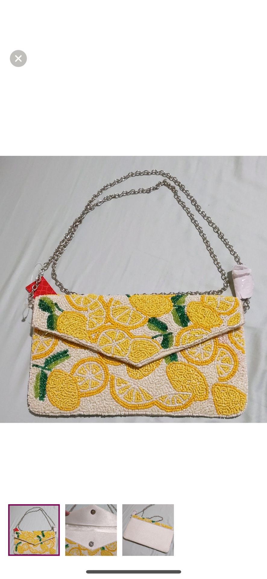 Lemon Beaded Clutch Purse