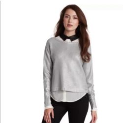 BCBGMAXAZRIA Silver Metallic Camille Knit Sweater