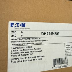Eaton 200 Amp 240v Single Phase Fuse Outdoor Safety Switch Disconnect New 